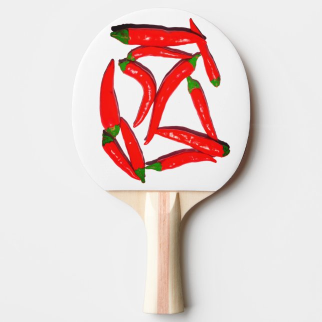 Stylish Hot Spicy Red Green Chilli Pepper Ping Pong Paddle (Front)