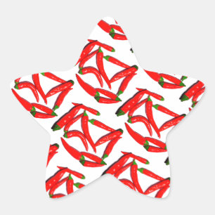 Stylish Hot Spicy Red Green Chilli Pepper Star Sticker