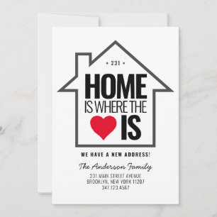 Stylish House Home Heart Change New Address Moving Announcement