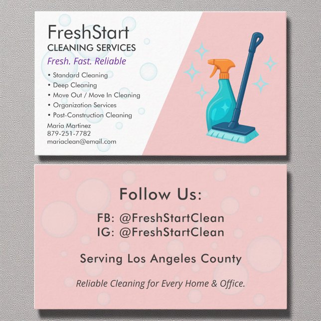 Stylish Housekeeping Cleaning Service Business Card (Creator Uploaded)