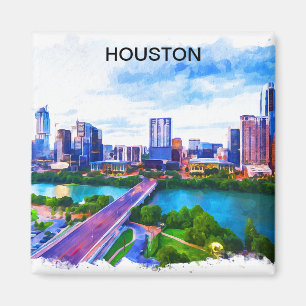 Stylish Houston Texas Panorama View Magnet