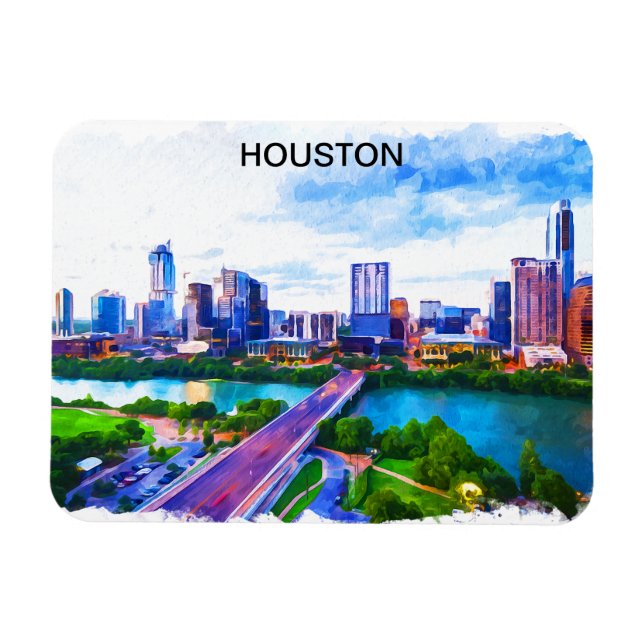 Stylish Houston Texas Panorama View Magnet (Horizontal)