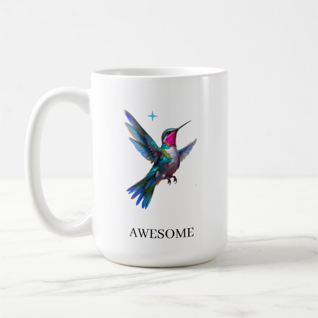 Stylish Hummingbird on White Coffee Mug (Left)