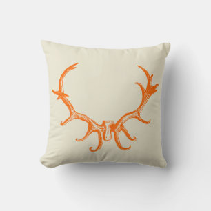 Stylish Hunting Rustic Deer Antler Retro Art Stag Cushion