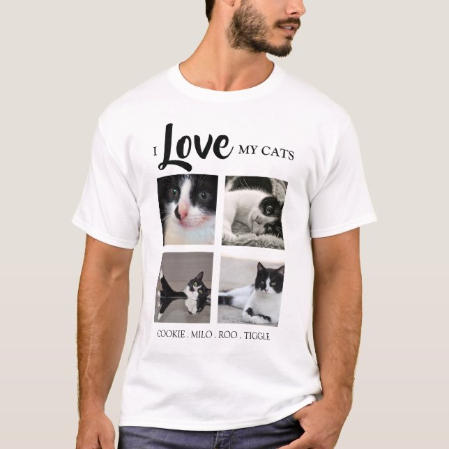 Stylish | I Love My | Cat | Photo T-Shirt (Front)