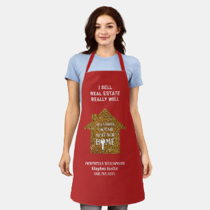 Stylish I SELL REAL ESTATE Glitter Realtor Apron