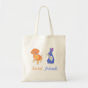 Stylish Illustrated Dog And Rabbit Tote Bag