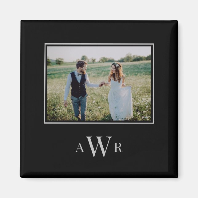 Stylish Initials Editable Colour Photo Magnet (Front)