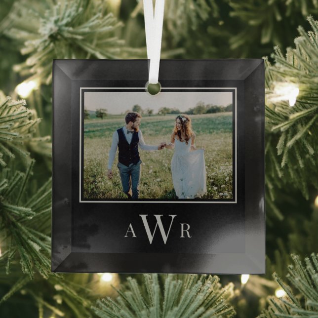 Stylish Initials Editable Colour Photo Ornament (Insitu)