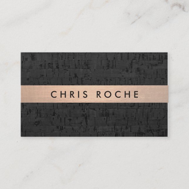 Stylish Interior Designer Copper Stripe Cork Board Business Card (Front)