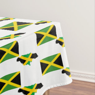 Stylish JAMAICAN MAP Jamaica Flag Tablecloth
