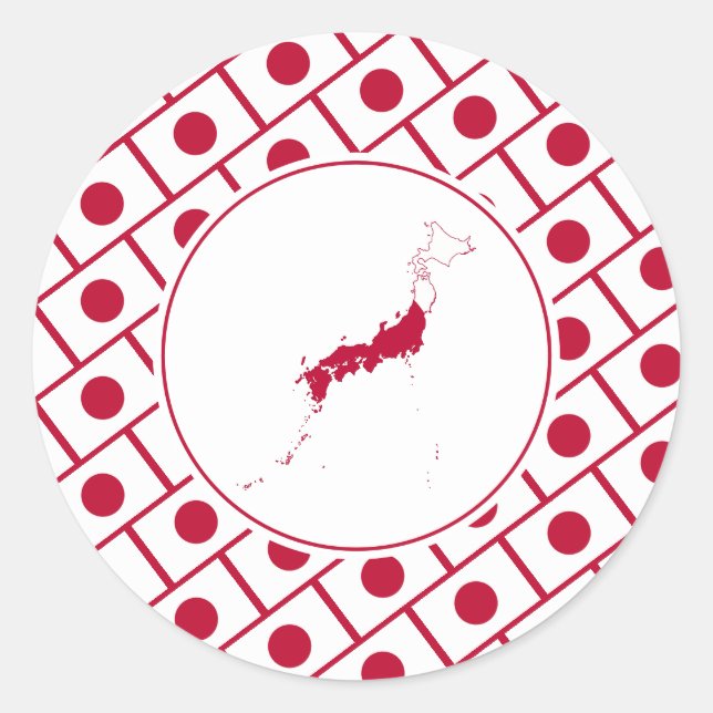 Stylish JAPAN FLAG Classic Round Sticker (Front)