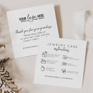 Stylish Jewellery Care Instructions Business Logo Enclosure Card
