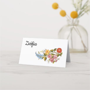 Stylish Kalocsai  flowers - add name Place Card