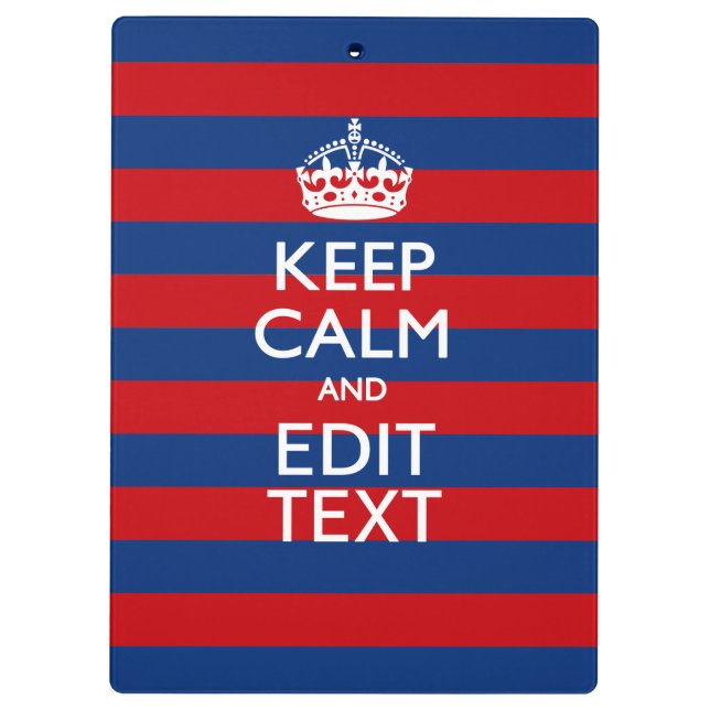 Stylish KEEP CALM AND Your Text on Stripes Clipboard (Back)