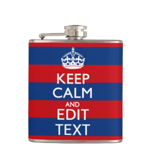Stylish KEEP CALM AND Your Text on Stripes Hip Flask