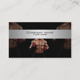 Stylish kick boxing, fighting business card