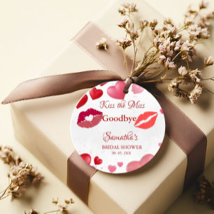 Stylish  Kiss Miss Goodbye Red Lips Bridal Shower Favour Tags
