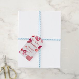 Stylish  Kiss Miss Goodbye Red Lips Bridal Shower Gift Tags