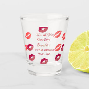Stylish  Kiss Miss Goodbye Red Lips Bridal Shower Shot Glass