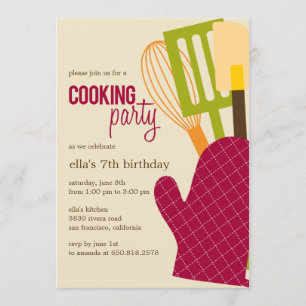 Stylish Kitchen Cooking Party Invitations