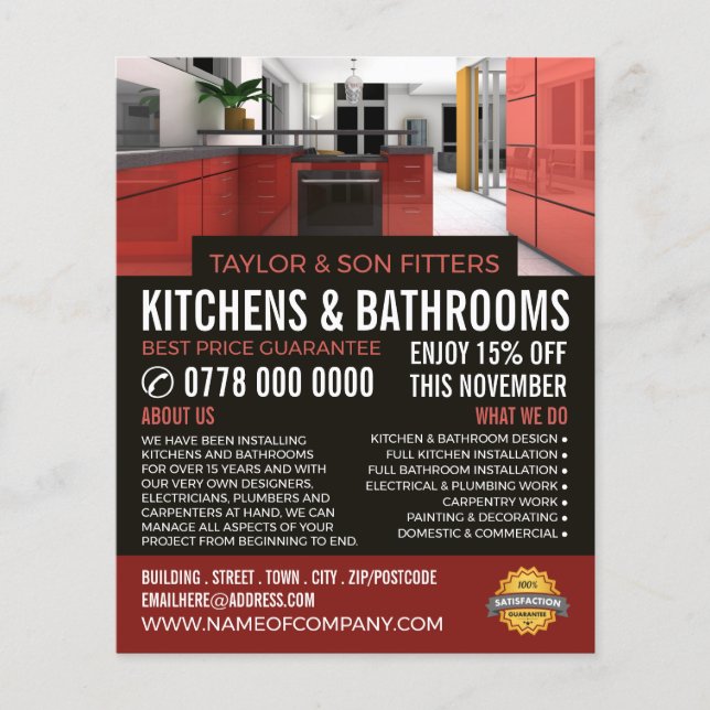 Stylish Kitchen Design, Kitchen & Bathroom Fitter Flyer (Front)