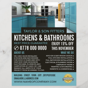 Stylish Kitchen Design, Kitchen & Bathroom Fitter Flyer