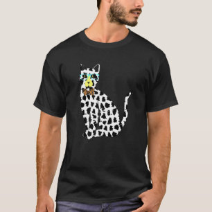 Stylish Kitten Animals Spotted Cat In Sunglasses T-Shirt