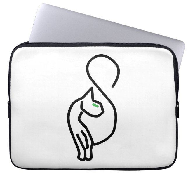 Stylish Kitty Cat Outline Laptop Sleeve (Front)