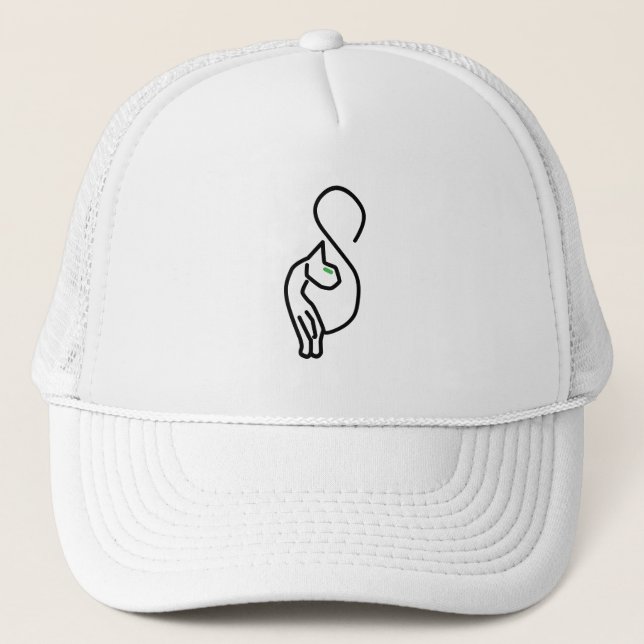Stylish Kitty Cat Outline Trucker Hat (Front)