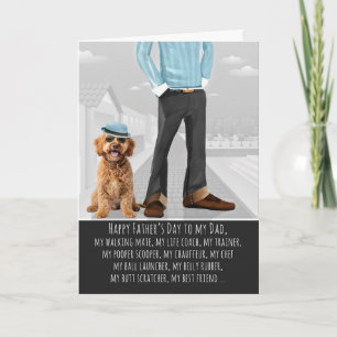 Stylish Labradoodle Dog and Dad Funny Father's Day Holiday Card