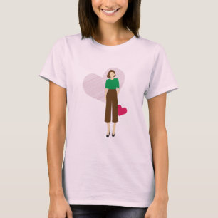 Stylish Lady & Heart T-Shirt – Modern Feminine Art