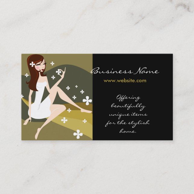 Stylish Lady with Designs Business Cards (Front)