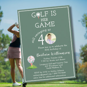 Stylish Lady's Golf Photo 40th Birthday Party Invitation