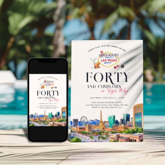 Stylish Las Vegas | 40th Birthday Photo Invitation (Creator Uploaded)