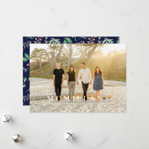 Stylish Last Name Holiday Pattern Christmas Card