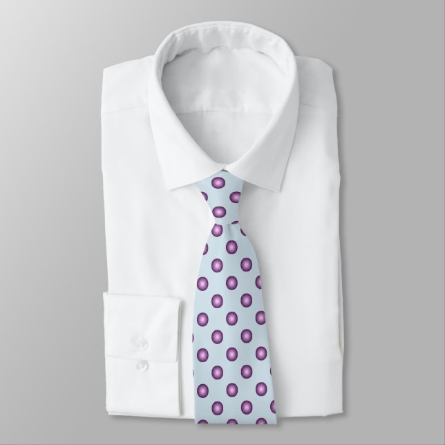 Stylish Lavender Polka Dot & Light Blue Background Tie (Tied)