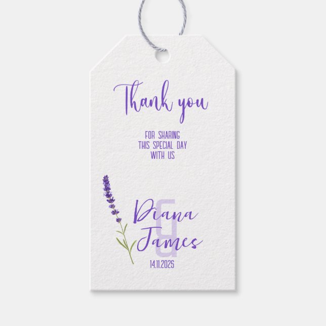 stylish lavender wedding  gift tags (Front)