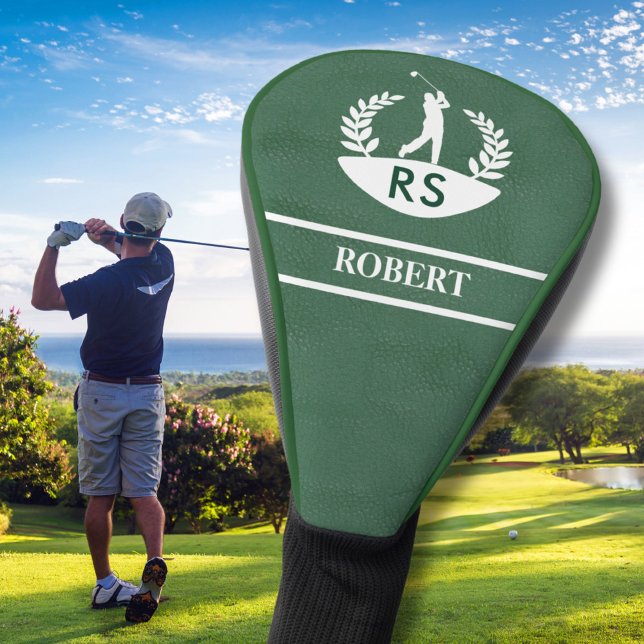 Stylish Leather Texture Personalised Monogram Name Golf Head Cover (Creator Uploaded)