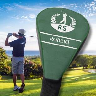 Stylish Leather Texture Personalized Monogram Name Golf Head Cover