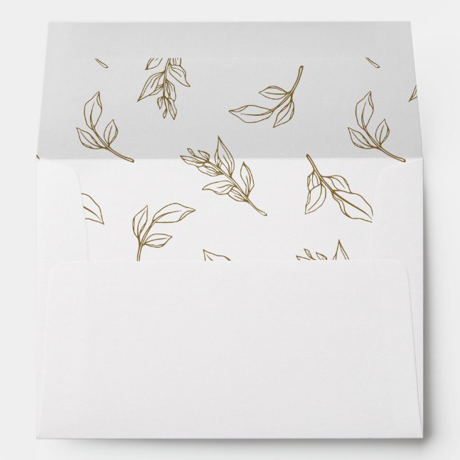 Stylish Leaves Pattern Wedding Invitation Envelope (Back (Bottom))