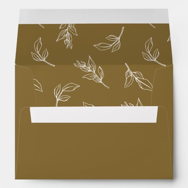 Stylish Leaves Pattern Wedding Invitation Envelope (Back (Bottom))