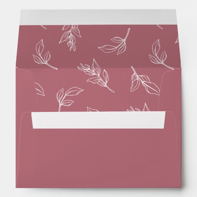 Stylish Leaves Pattern Wedding Invitation Envelope (Back (Bottom))