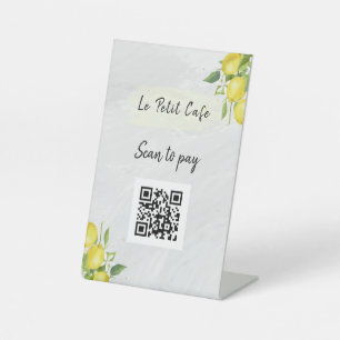 Stylish Lemons QR Code Scan to Pay Pedestal Sign