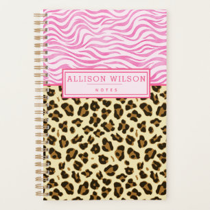Stylish Leopard and Pink Zebra Print Planner
