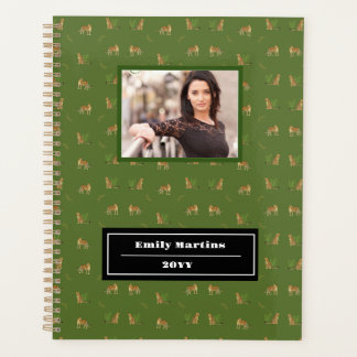 Stylish Leopard Animal Pattern Name, Green Planner