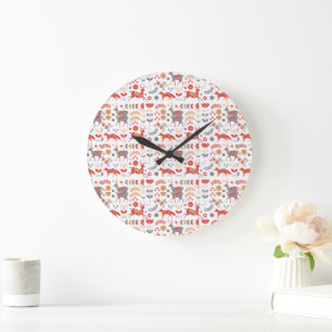 Stylish Leopard Animal Pattern Name Large Clock