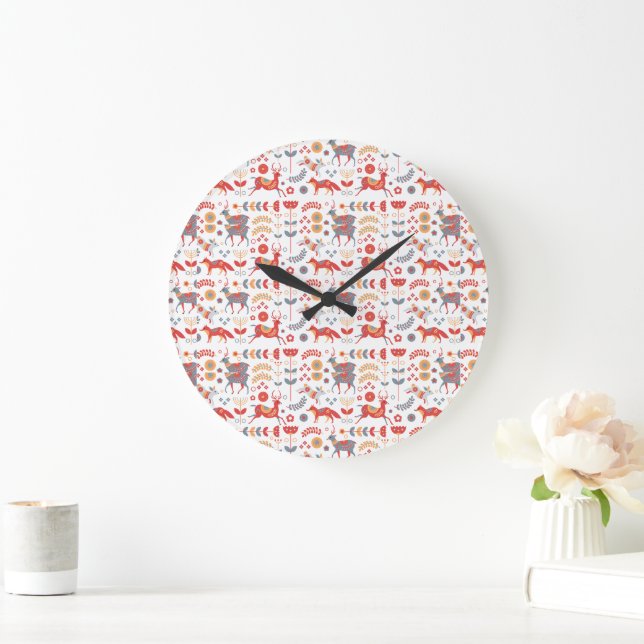 Stylish Leopard Animal Pattern Name Large Clock (Home)