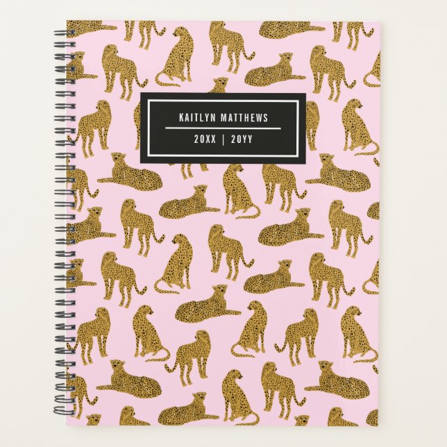 Stylish Leopard Animal Pattern Name | Pink Planner (Front)
