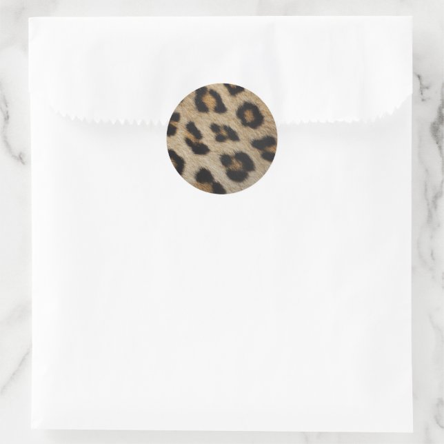 Stylish leopard cheetah fur animal print pattern classic round sticker (Bag)